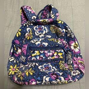 Vera Bradley African violet three compartment backpack bag blue purple flower